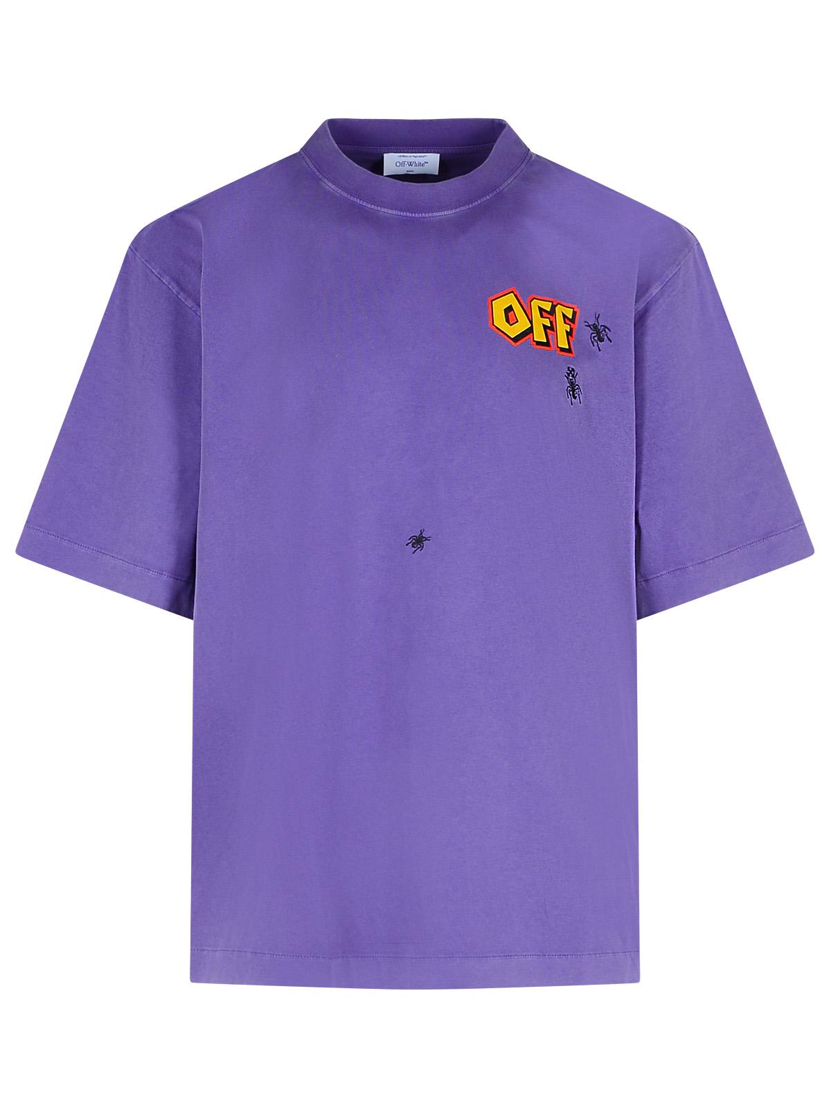 Off White 'Arrorw' Purple Cotton T -skjorte