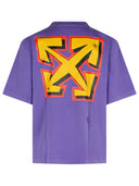 Off White 'Arrorw' Purple Cotton T -skjorte