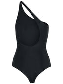 Off White One Shoulder Swimsuit In Black Polyamide Blend