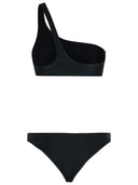 Off White One Shoulder Bikini Top in Black Polyamide Blend