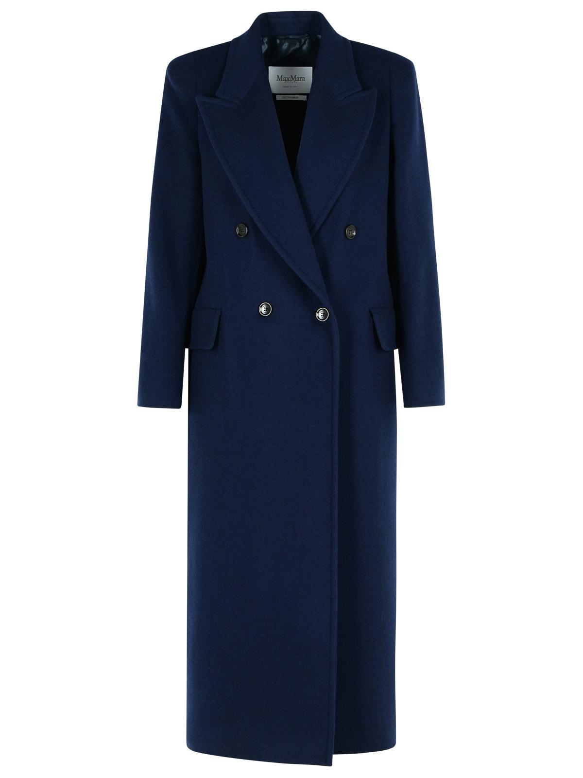 Max Mara 'Albania' Blue Virgin Wool Blend Coat