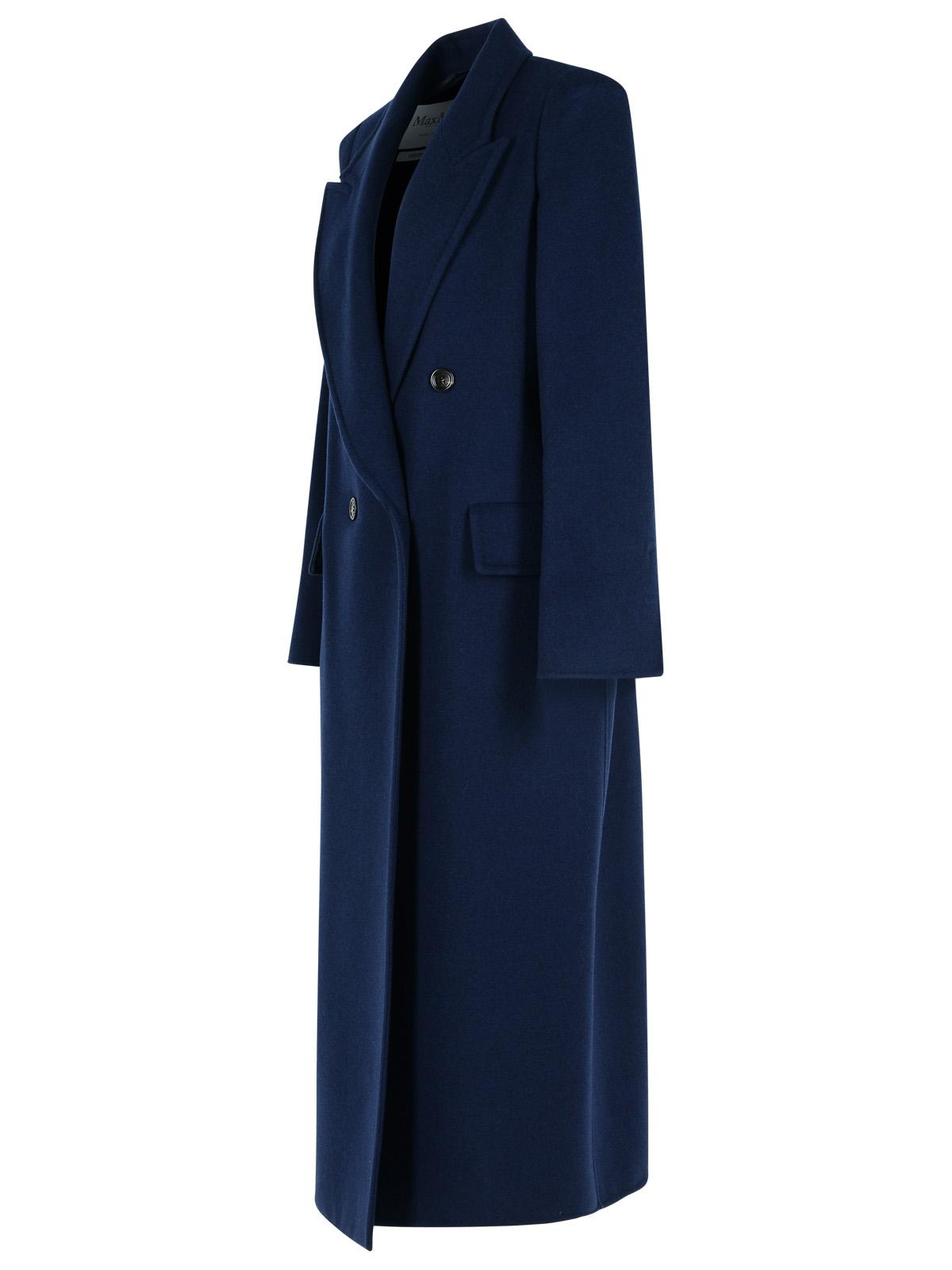 Max Mara 'Albania' Blue Virgin Wool Blend Coat