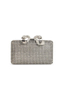 Self Portrait 'Crystal Box' Silver Polyester Clutch
