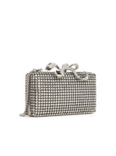 Self Portrait 'Crystal Box' Silver Polyester Clutch