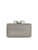 Self Portrait 'Crystal Box' Silver Polyester Clutch