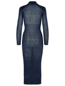 Self Portrait 'Lurex' Navy Viscose Blend Dress