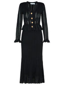 Selvportræt 'peplum' kjole i sort viskoseblanding