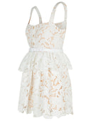 Self -Porträt -Spitzenkleid in weißer Polyamidmischung