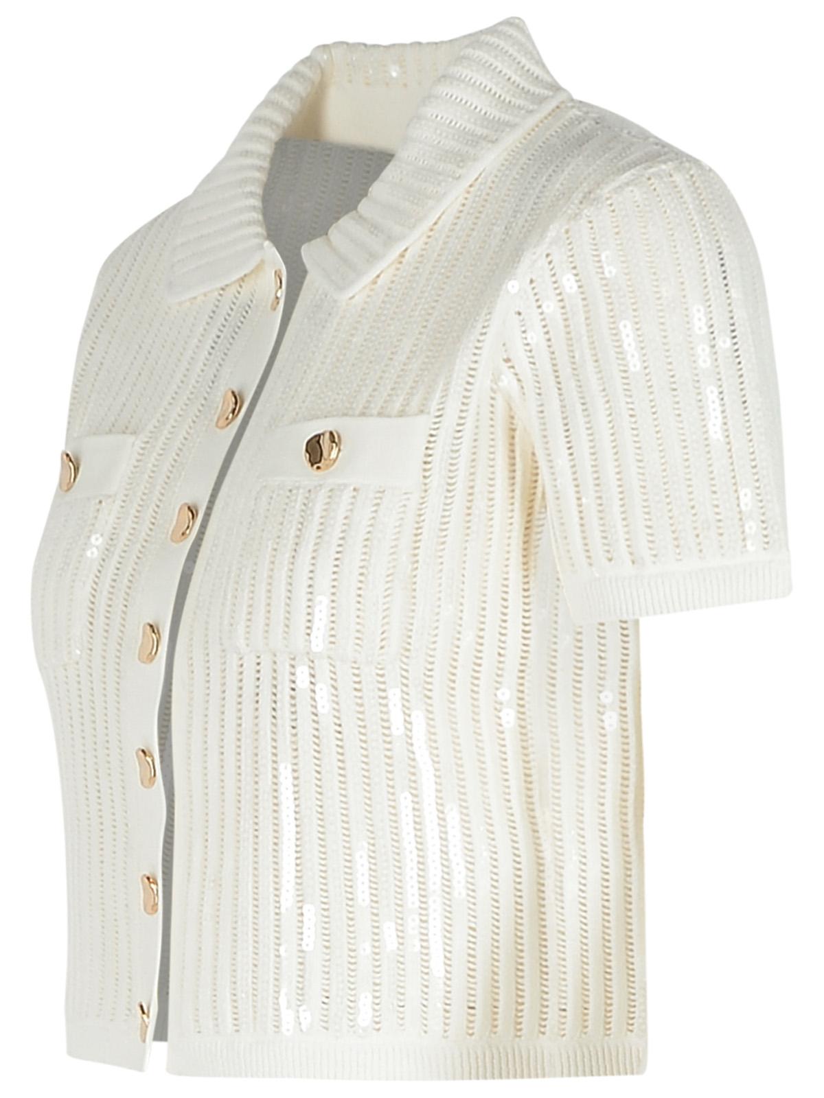 Self Portrait 'Crochet' White Cotton Blend Top