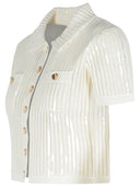 Self Portrait 'Crochet' White Cotton Blend Top