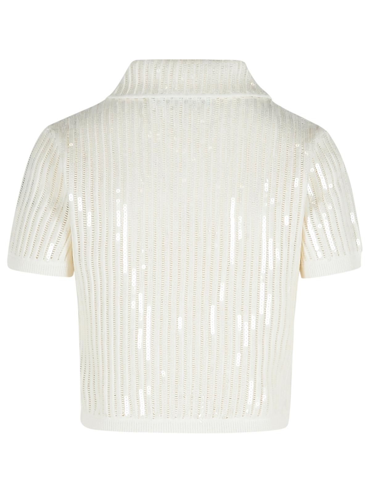 Self Portrait 'Crochet' White Cotton Blend Top