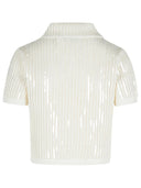 Self Portrait 'Crochet' White Cotton Blend Top
