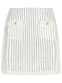 Self Portrait 'Crochet' Skirt In White Cotton Blend