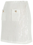 Self Portrait 'Crochet' Skirt In White Cotton Blend