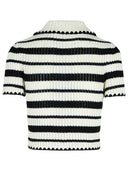 Self Portrait Cream Cotton Blend Polo Shirt