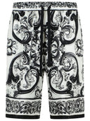 Dolce & Gabbana 'Maiolica' Black Silk Bermuda Shorts
