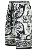 Dolce & Gabbana 'Maiolica' Black Silk Bermuda Shorts