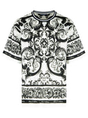 Dolce & Gabbana Short Sleeved Majolica Print Cotton T Shirt