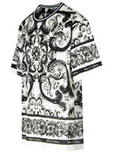 Dolce & Gabbana Short Sleeved Majolica Print Cotton T Shirt