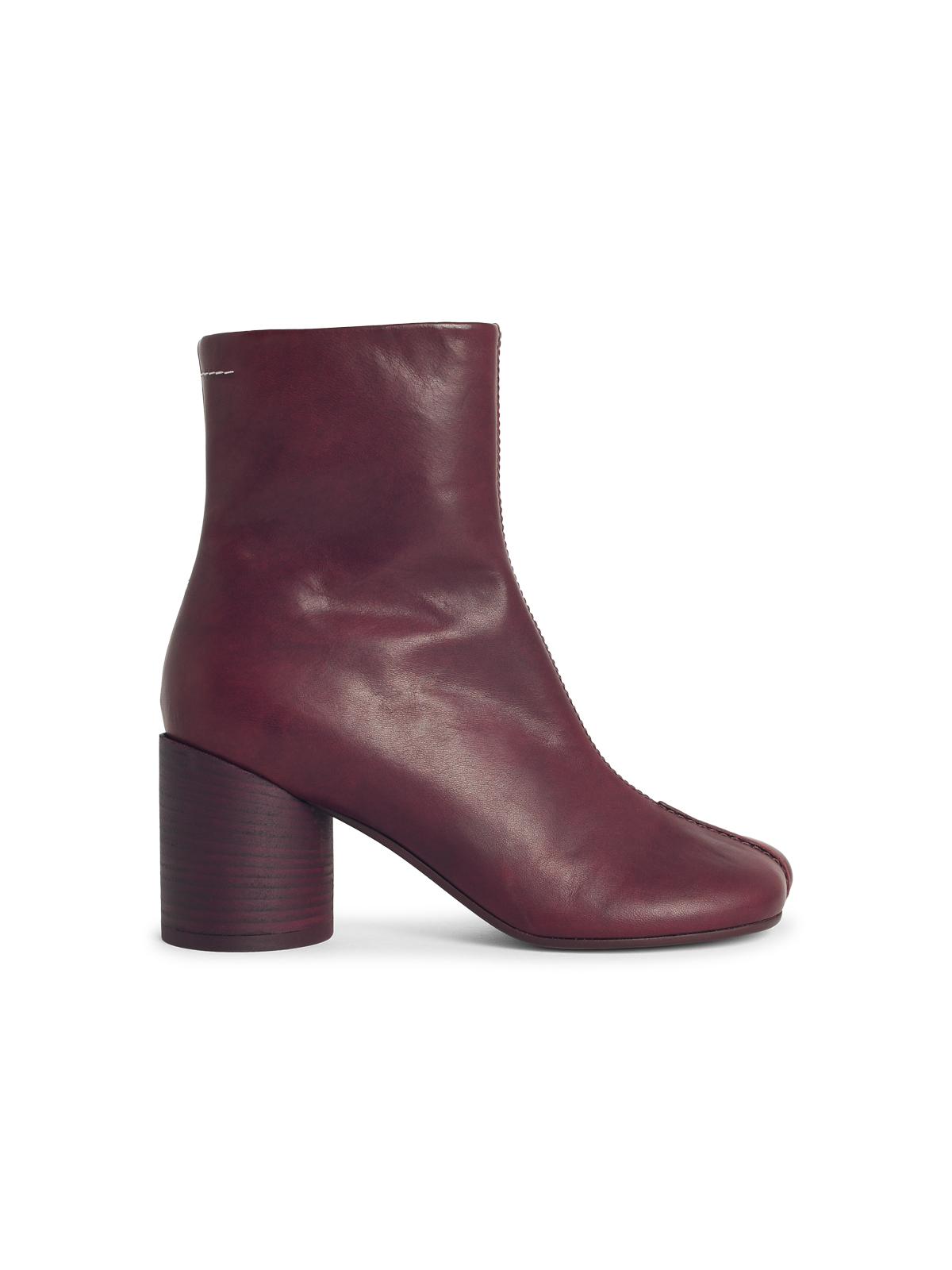 MM6 Maison Margiela 'Anatomic' Burgundy Lear Ankel Boots