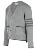 Thom Browne 'Milano 4 Bar' Grey Virgin Wool Cardigan