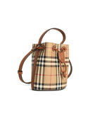 Burberry 'Check' Mini Bucket Bag en Beige Cotton Blend