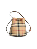 Burberry 'Check' Mini Bucket Bag en Beige Cotton Blend