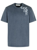Camiseta de algodón azul de ganso dorado