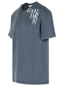 Camiseta de algodón azul de ganso dorado