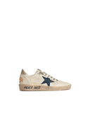Golden Goose White Lear Ball Star With Blue Suede Star And Ivory Heel