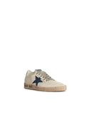 Golden Goose White Lear Ball Star With Blue Suede Star And Ivory Heel