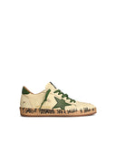 Golden Goose 'Ball Star' White Nappa Lear Sneaker con stella verde e tacco