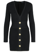 Balmain Short Dress In Black Viscose Blend