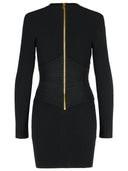 Balmain Short Dress In Black Viscose Blend