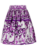 Dolce & Gabbana Short Skirt In Majolica Print Cotton Poplin