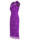 Dolce & Gabbana „Longuette” fioletowa sukienka koronkowa