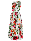 Dolce & Gabbana Sleeveless Dress In Cotton Poplin Flower Print