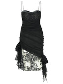Alessandra Rich Black Silk Mini Dress