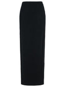 Alessandra Rich Long Skirt In Black Virgin Wool Blend
