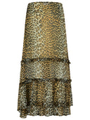 Ganni Long Skirt In Viscose 'Chiffon' With Leopard Print