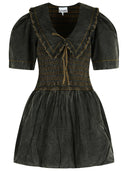 Vestido de algodón negro Ganni