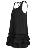 Ganni Mini Dress In Black Cotton Poplin