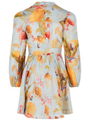 Zimmermann 'Plunge' Low Cut Mini Dress In Light Blue Linen