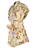 Zimmermann 'Coco' One Piece Jumpsuit In Beige Linen With Multi Floral