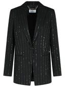 Philipp Plein 'Boyfriend Fit' Blazer With Black Wool Blend Paiettes