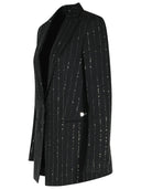 Philipp Plein 'Boyfriend Fit' Blazer With Black Wool Blend Paiettes