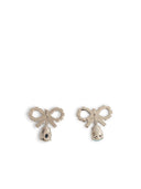 Self Portrait 'Micro Bow Blue Droplet' Silver Brass Earrings