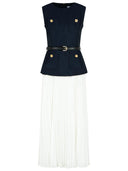 Self Portrait 'Taffeta' Blue Polyester Dress