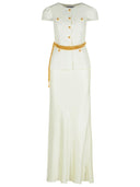 Self Portrait 'Taffeta' Cream Polyester Dress