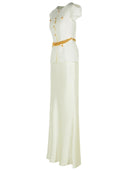 Self Portrait 'Taffeta' Cream Polyester Dress